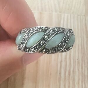Vintage style 925 Sterling silver and marcasite serpent pattern ring size 8